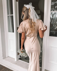 Doren Dress - Champagne | Women's Formal Satin Maxi Dress