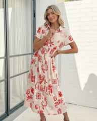 Hanae Cream Multi Dress | Women's Tropical Shirt Dress