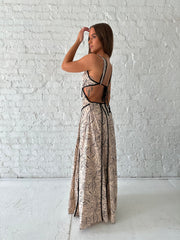 Lauren Floral Cutout Maxi Dress- Beige