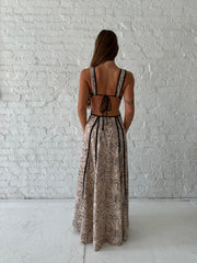 Lauren Floral Cutout Maxi Dress- Beige