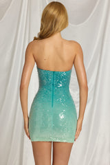 Bandeau Mini Dress in Blue Ombre