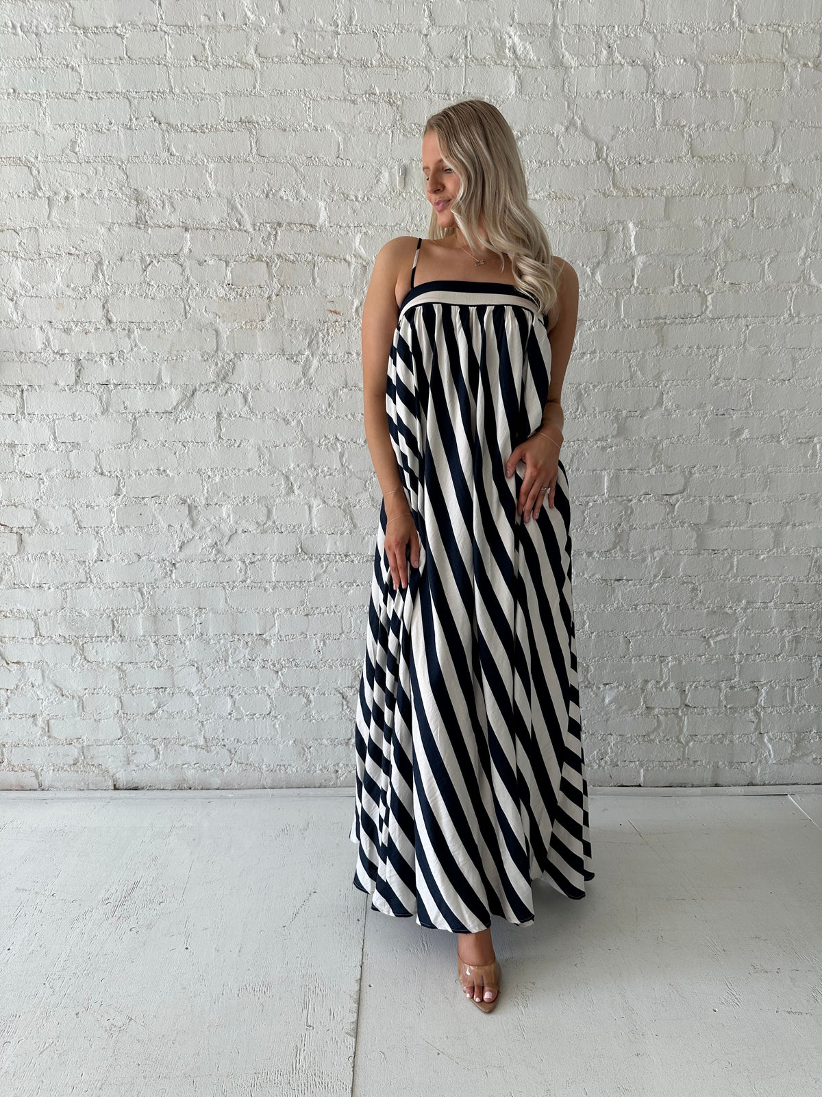 Naomi Navy Striped Maxi Dress