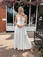 Octavia White and Tan Maxi Dress