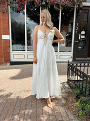 Octavia White and Tan Maxi Dress