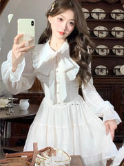 Elegant Chiffon Short Dresses for Women Flare Sleeves Ruffles A-line Birthday Party Dress Korean Fashion One Piece Vestido New