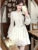 Elegant Chiffon Short Dresses for Women Flare Sleeves Ruffles A-line Birthday Party Dress Korean Fashion One Piece Vestido New