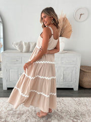 Taline Beige Multi Dress | Women's Cotton Maxi Dress