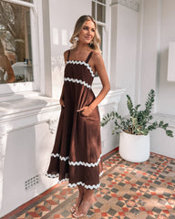 Zarienne Choc Multi Dress | Women's Cotton Midi Dress