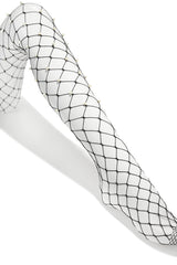Ava Pearl Embellished Fishnets - Black
