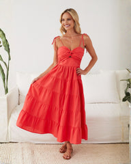 Elan Red Dress | Women's Tiered Maxi Dress