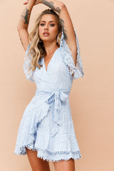 Tickle My Fancy Mini Dress - Baby Blue